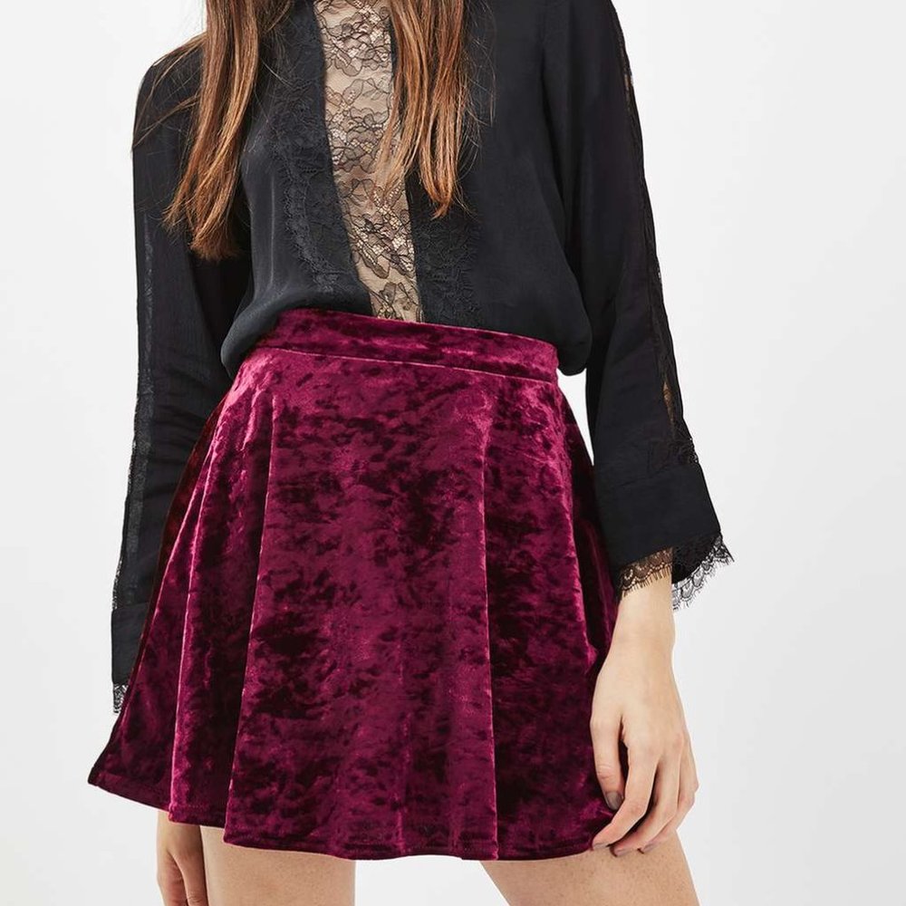 Topshop Velvet Flippy Skirt